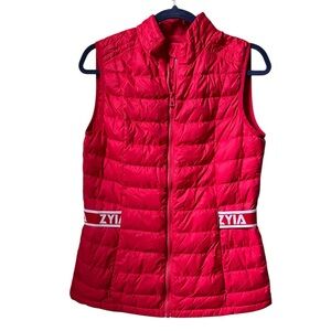 Zyia Red Puff Full Zipper Long Vest Size Large